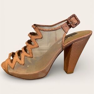 Reed Evins Tan Mesh Women's Heels SZ 8.5